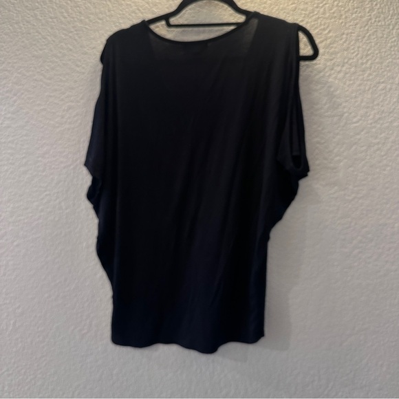 Velvet Classic Black Draped Open-Shoulder Top Size Small Made in USA Cotton - Picture 2 of 7